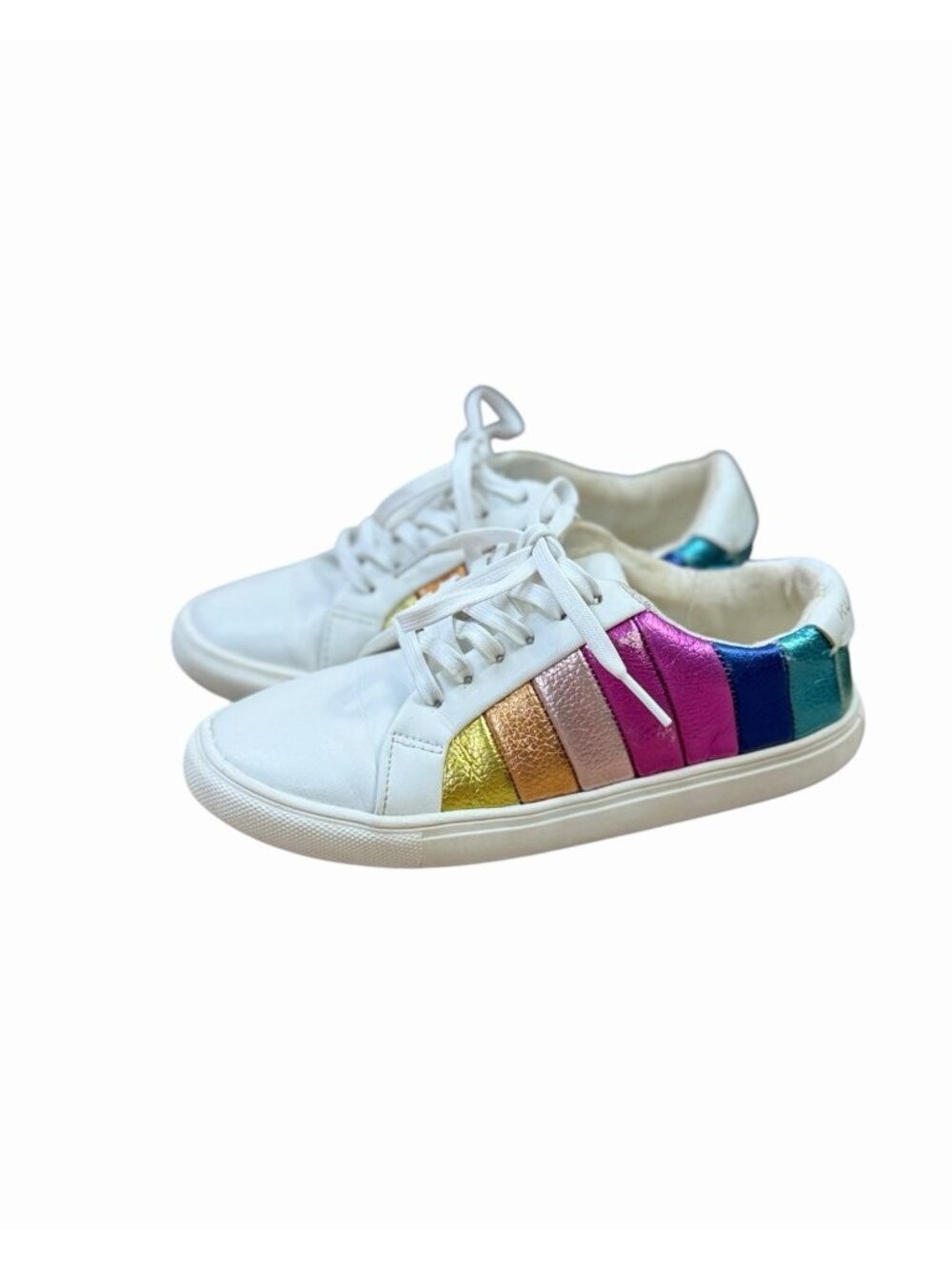 Kurt Geiger London Mini Lane Stripe Sneakers Women’s Size 34/3M Rainbow Metallic